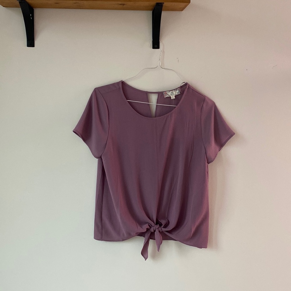 Plum Tie Front Blouse